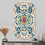 Mediterranean Tiles In Retro Blue VI - Asymmetric Metal Wall Art