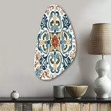 Mediterranean Tiles In Retro Blue VI - Asymmetric Metal Wall Art