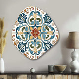 Mediterranean Tiles In Retro Blue VI - Asymmetric Metal Wall Art