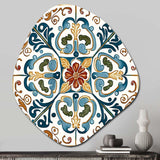 Mediterranean Tiles In Retro Blue VI - Asymmetric Metal Wall Art