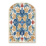 Mediterranean Tiles In Retro Blue VII - Asymmetric Metal Wall Art