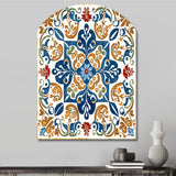 Mediterranean Tiles In Retro Blue VII - Asymmetric Metal Wall Art