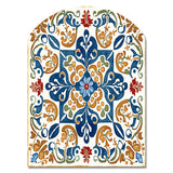 Mediterranean Tiles In Retro Blue VII - Asymmetric Metal Wall Art