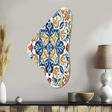 Mediterranean Tiles In Retro Blue VII - Asymmetric Metal Wall Art