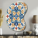 Mediterranean Tiles In Retro Blue VII - Asymmetric Metal Wall Art