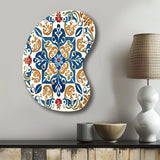 Mediterranean Tiles In Retro Blue VII - Asymmetric Metal Wall Art