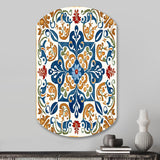 Mediterranean Tiles In Retro Blue VII - Asymmetric Metal Wall Art