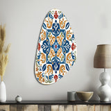 Mediterranean Tiles In Retro Blue VII - Asymmetric Metal Wall Art