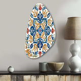 Mediterranean Tiles In Retro Blue VII - Asymmetric Metal Wall Art