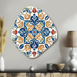 Mediterranean Tiles In Retro Blue VII - Asymmetric Metal Wall Art