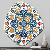 Mediterranean Tiles In Retro Blue VII - Asymmetric Metal Wall Art