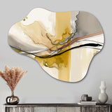 Touched By Mustard Yellow And Ultimate Gray IV - Asymmetric Metal Wall Art