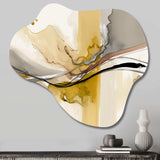 Touched By Mustard Yellow And Ultimate Gray IV - Asymmetric Metal Wall Art