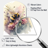 Bee Flying To A Flower Watercolour I - Asymmetric Metal Wall Art