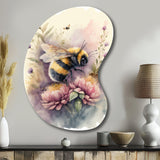 Bee Flying To A Flower Watercolour I - Asymmetric Metal Wall Art