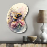 Bee Flying To A Flower Watercolour I - Asymmetric Metal Wall Art