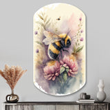 Bee Flying To A Flower Watercolour I - Asymmetric Metal Wall Art