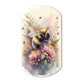 Bee Flying To A Flower Watercolour I - Asymmetric Metal Wall Art