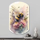 Bee Flying To A Flower Watercolour I - Asymmetric Metal Wall Art