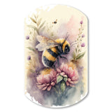 Bee Flying To A Flower Watercolour I - Asymmetric Metal Wall Art