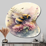 Bee Flying To A Flower Watercolour I - Asymmetric Metal Wall Art