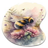 Bee Flying To A Flower Watercolour I - Asymmetric Metal Wall Art