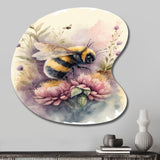 Bee Flying To A Flower Watercolour I - Asymmetric Metal Wall Art