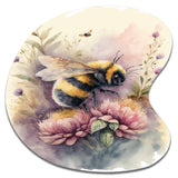 Bee Flying To A Flower Watercolour I - Asymmetric Metal Wall Art