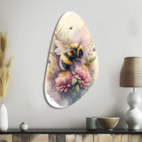 Bee Flying To A Flower Watercolour I - Asymmetric Metal Wall Art