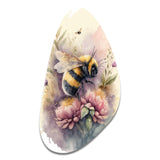 Bee Flying To A Flower Watercolour I - Asymmetric Metal Wall Art