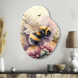 Bee Flying To A Flower Watercolour I - Asymmetric Metal Wall Art