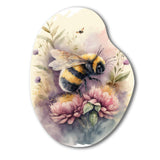 Bee Flying To A Flower Watercolour I - Asymmetric Metal Wall Art