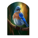 Beautiful Bright Bluebird On A Branch III - Asymmetric Metal Wall Art