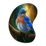 Beautiful Bright Bluebird On A Branch III - Asymmetric Metal Wall Art