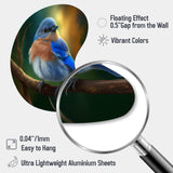 Beautiful Bright Bluebird On A Branch III - Asymmetric Metal Wall Art