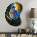 Beautiful Bright Bluebird On A Branch III - Asymmetric Metal Wall Art