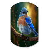 Beautiful Bright Bluebird On A Branch III - Asymmetric Metal Wall Art