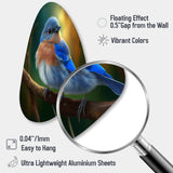 Beautiful Bright Bluebird On A Branch III - Asymmetric Metal Wall Art