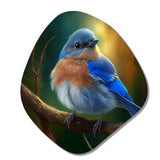 Beautiful Bright Bluebird On A Branch III - Asymmetric Metal Wall Art