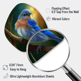 Beautiful Bright Bluebird On A Branch III - Asymmetric Metal Wall Art