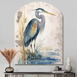 Heron By The Waterside Watercolour I - Asymmetric Metal Wall Art