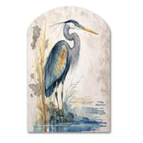 Heron By The Waterside Watercolour I - Asymmetric Metal Wall Art