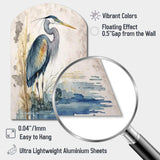 Heron By The Waterside Watercolour I - Asymmetric Metal Wall Art