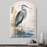 Heron By The Waterside Watercolour I - Asymmetric Metal Wall Art