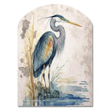 Heron By The Waterside Watercolour I - Asymmetric Metal Wall Art