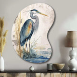 Heron By The Waterside Watercolour I - Asymmetric Metal Wall Art