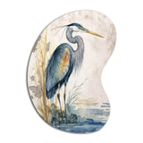 Heron By The Waterside Watercolour I - Asymmetric Metal Wall Art