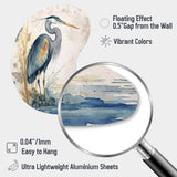 Heron By The Waterside Watercolour I - Asymmetric Metal Wall Art