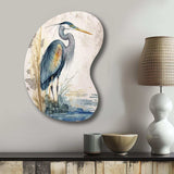 Heron By The Waterside Watercolour I - Asymmetric Metal Wall Art