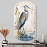 Heron By The Waterside Watercolour I - Asymmetric Metal Wall Art